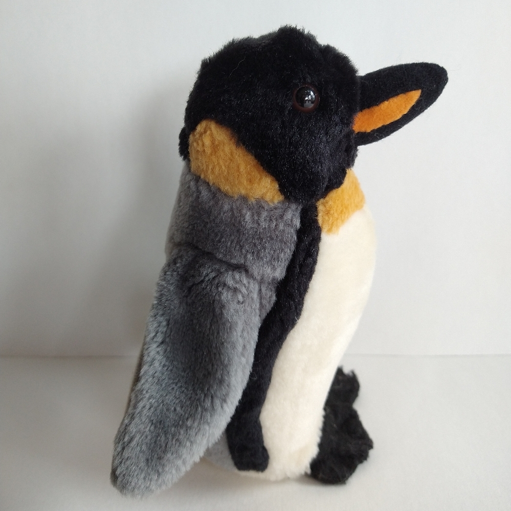 K & M Toys Emperor King Penguin Plush Black Grey White Orange 7"